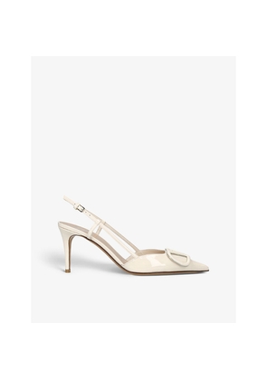 Womens Valentino Garavani Vlogo 80 Patent-Leather Slingback Courts
