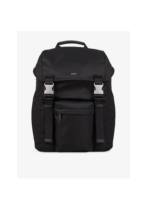 Mens Sandro Logo-Plaque Woven Backpack