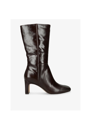Womens Dolce Vita Riggs Patent-Leather Heeled Mid-Calf Boots