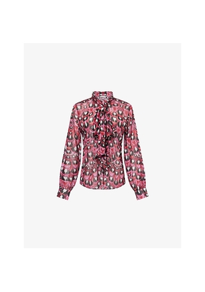Womens Mary Katrantzou Ines Tie-Neck Printed Chiffon Blouse