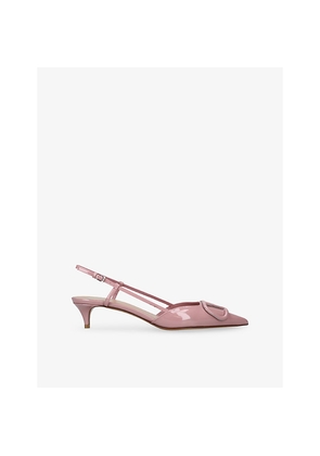 Womens Valentino Garavani Vlogo Signature 40 Patent-Leather Slingback Courts