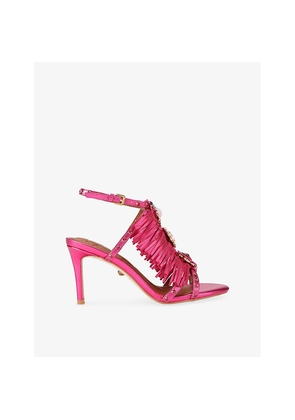 Womens Kurt Geiger London Jewel Fringed Faux-Leather Heeled Sandals
