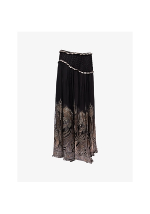 Womens Zimmermann Dream Burnout Pleated Silk Maxi Skirt