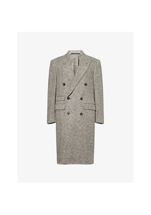 Mens Dunhill Double-Breasted Tweed Cashmere Overcoat
