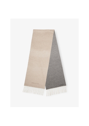 Mens Corneliani Branded Fringed Silk and Cashmere Scarf