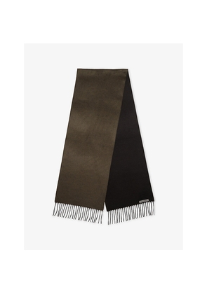 Mens Corneliani Branded Fringed Silk and Cashmere Scarf