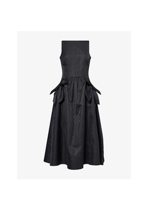Womens Rebecca Vallance Narcissa Bow-Embroidered Taffeta Midi Dress