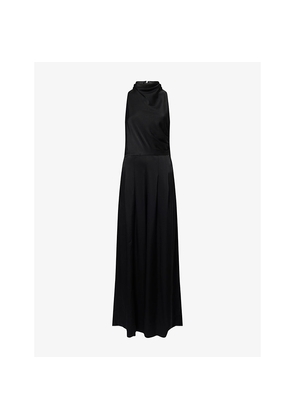 Womens Me And Em Draped-Neck Sleeveless Satin Jumpsuit