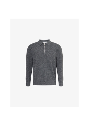 Mens Nobl Patch-Pocket Quarter-Zip Knitted Polo Shirt