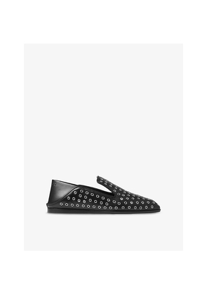 Womens Jimmy Choo Eliot Studded Leather Loafer Slippers