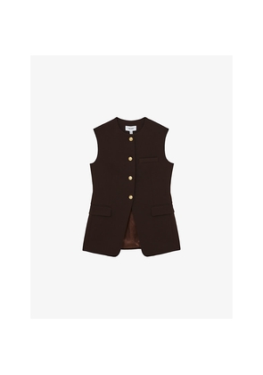 Womens Reiss Priya Round-Neck Woven Waistcoat