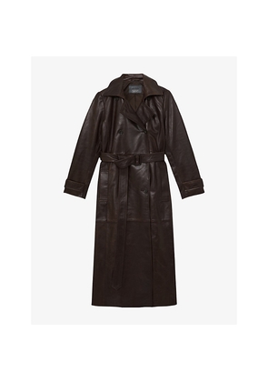 Womens Reiss Hattie Double-Breasted Leather Trench