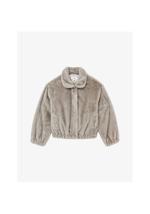 Womens Reiss Andee Funnel-Neck Faux-Fur Jacket