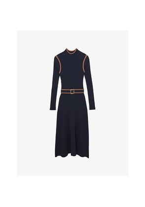 Womens Reiss Ella Colour-Block Stretch-Knit Midi Dress