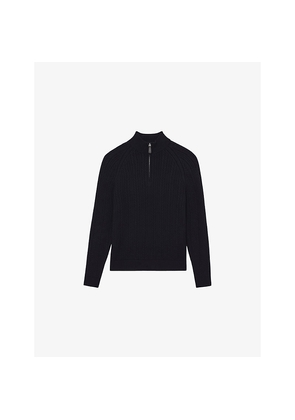 Mens Reiss Loxley Zip-Neck Stretch-Knit Jumper