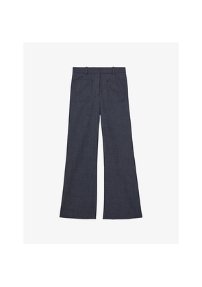 Womens Reiss Uma Flared-Leg Stretch-Flannel Trousers