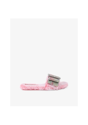 Womens Kurt Geiger London Cosy Bow Faux-Fur Slides
