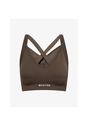Womens Bo+Tee Super Sculpt Seamless Cross-Back Sports Bra