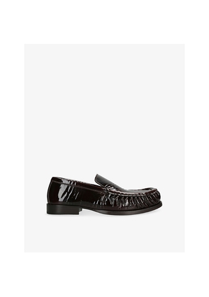 Womens Dries Van Noten Ruched Patent-Leather Lofers