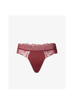 Womens Calvin Klein Perfectly Fit Lace Stretch-Woven Thong