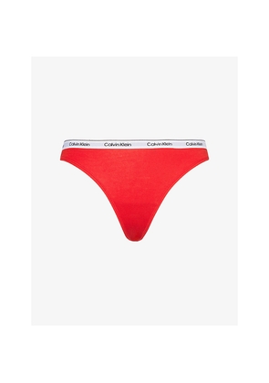Womens Calvin Klein Icon Logo Stretch-Cotton Thong