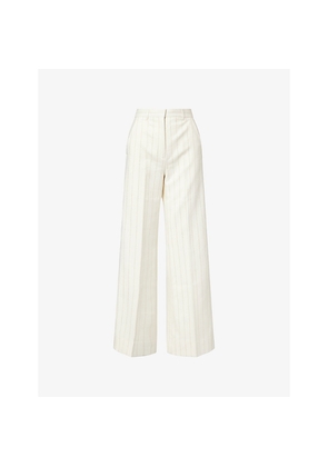 Womens Me And Em Metallic Pinstripe Straight-Leg Woven Trousers