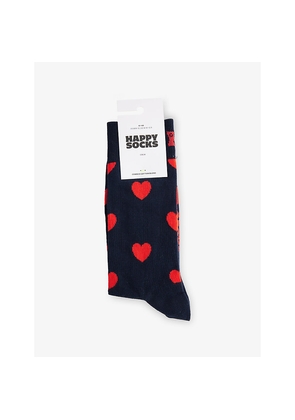 Mens Happy Socks Hearts Cotton-Blend Crew Socks