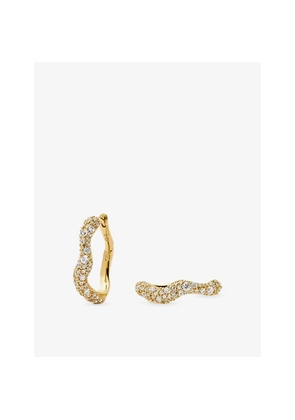 Womens Missoma Molten Snow Small 18ct Yellow Gold-Plated Vermeil Sterling-Silver and Zirconia Hoop Earrings