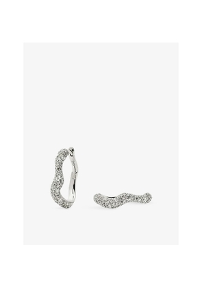 Womens Missoma Molten Snow Small Rhodium-Plated Sterling-Silver and Zirconia Hoop Earrings