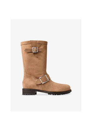 Womens Jimmy Choo Biker Mid Velvet-Suede Boots