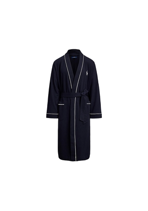 Mens Polo Ralph Lauren Logo-Embroidered Contrast-Piping Cotton-Blend Jersey Robe