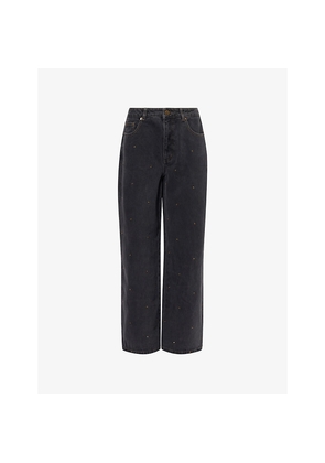 Womens Dissh Reagan Eyelet Wide-Leg Denim Jeans