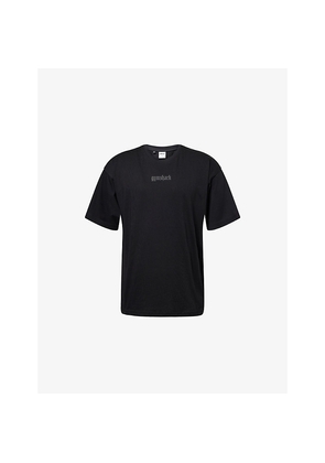 Mens Gymshark Old English Text-Print Short-Sleeve Cotton T-Shirt