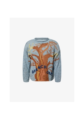 Mens Story mfg Branch-Out Long-Sleeve Hand-Knitted Jumper