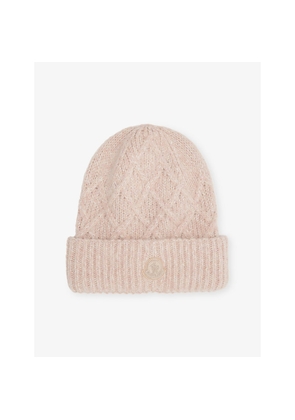 Womens Moncler Logo-Badge Ribbed Alpaca-Knit Hat