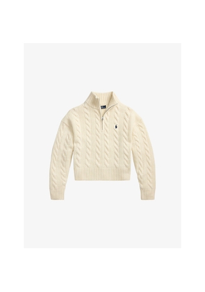 Mens Polo Ralph Lauren Quarter-Zip Cable-Knit Cotton Jumper