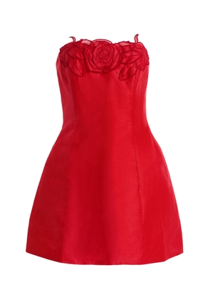 Leo Lin Exclusive Rosario Appliquéd Linen Bustier Mini Dress - Moda Operandi