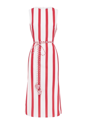 Leo Lin Olive Striped Midi Dress - Moda Operandi