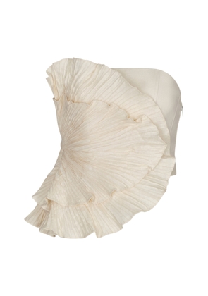 Andres Otalora Las Olas Pleated Linen Top - Moda Operandi