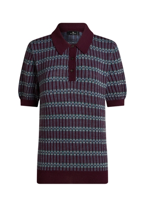 Etro Striped Wool-Blend Polo Top - Moda Operandi