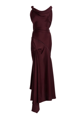 Victoria Beckham Asymmetric Satin Midi Dress - Moda Operandi