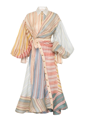 Zimmermann Rebellion Striped Linen-Silk Midi Wrap Shirt Dress - Moda Operandi