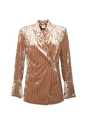 Loretta Caponi Quarzo Striped Stretch-Velvet Blazer - Moda Operandi