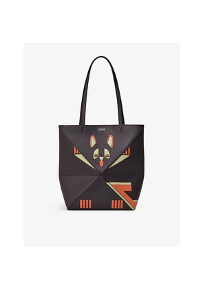 Womens Loewe Puzzle Futurist Cat Medium Leather Tote Bag