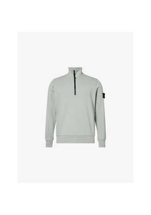Mens Stone Island Brand-Patch High-Neck Cotton-Jersey Sweatshirt