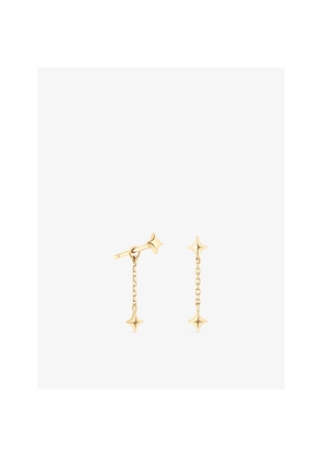 Womens Astrid & Miyu Cosmic Star 14ct Yellow-Gold Stud Drop Earrings