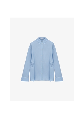 Womens Loewe Pointed-Collar Long-Sleeve Silk-Wool Blend Shirt