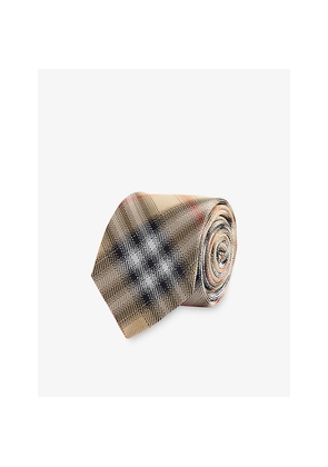 Mens Burberry Manston Check-Print Silk Tie