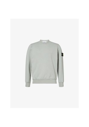 Mens Stone Island Brand-Patch Crewneck Cotton-Jersey Sweatshirt