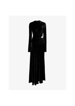 Womens Rabanne Asymmetric Cut-Out Stretch-Velvet Maxi Dress